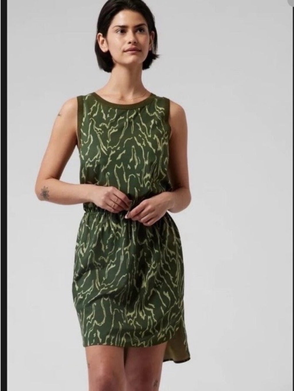 Athleta Rincon Green Printed Sleeveless Dress Women's Size XS